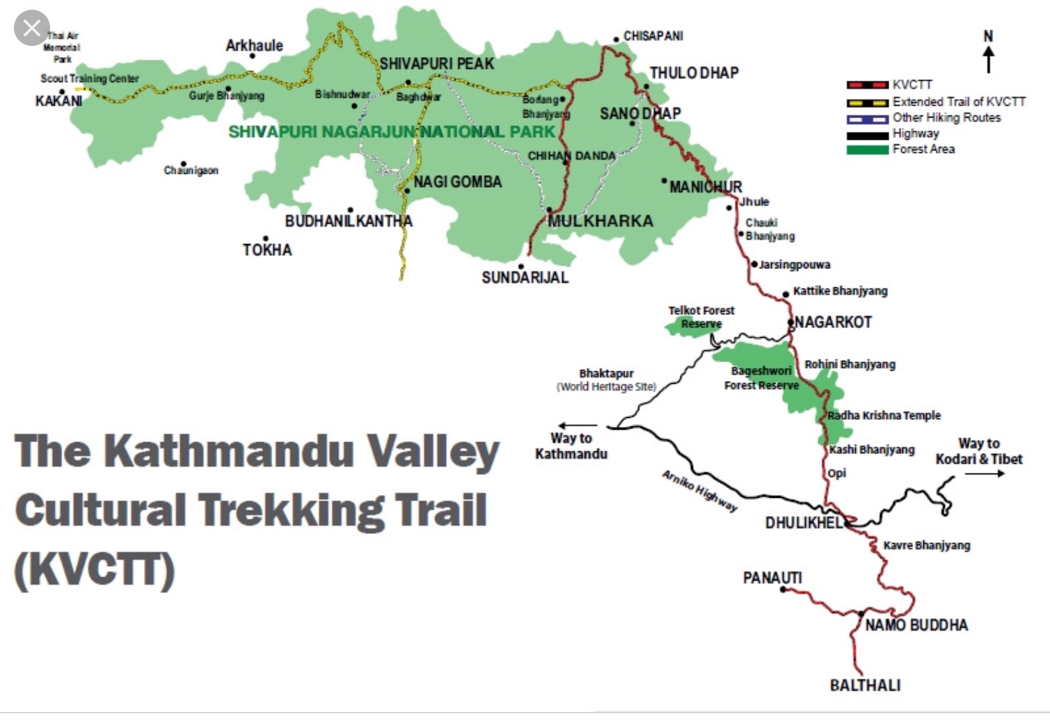 Kathmandu Cultural Trek  Map